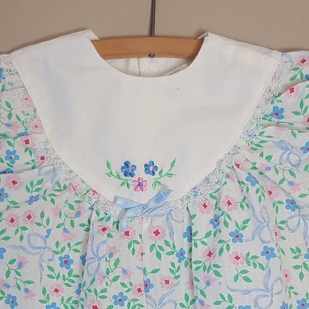 Vintage Baby One‎ Piece Overall Yoke Front Floral Print MIC MAC DISTRIBUTORS INC